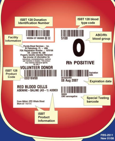 Blood Unit Labels